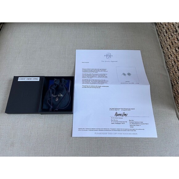 Blue Nile 14K White Gold Diamond Starburst Earrings - Picture 4 of 5